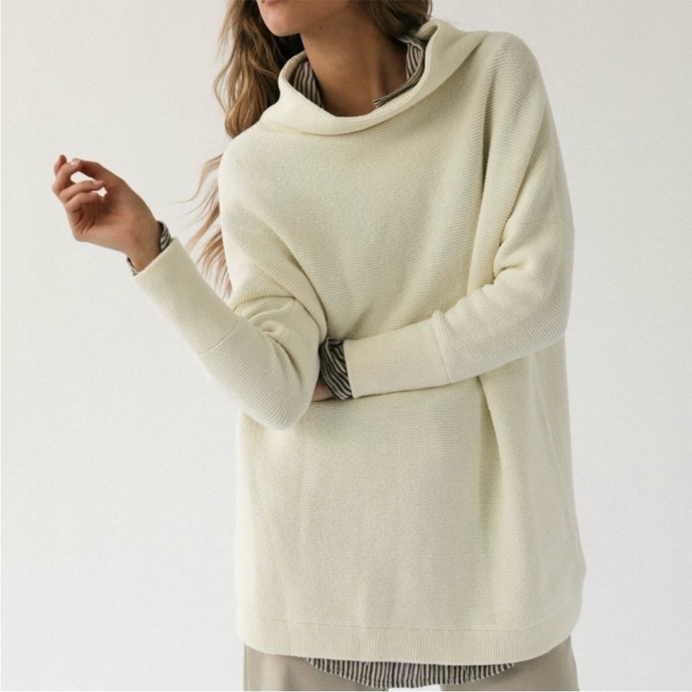 Free People Cream Cowl Neck Sweater